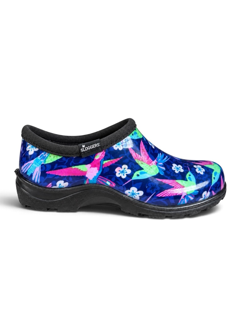 Sloggers Waterproof Slip-On Garden Clogs Blue Pink Green Tropical Print Size 8